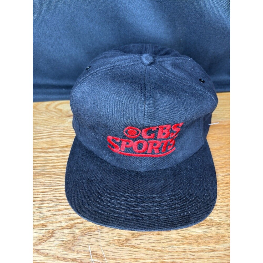 VTG 90s CBS Sports Racing SnapBack Hat Cap Black Red K Products OSFM